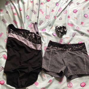 Black cheetah leotard set